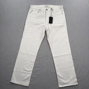 100 Thieves Men Off White Carpenter Denim Pants Size 34 Cream Straight Leg New
